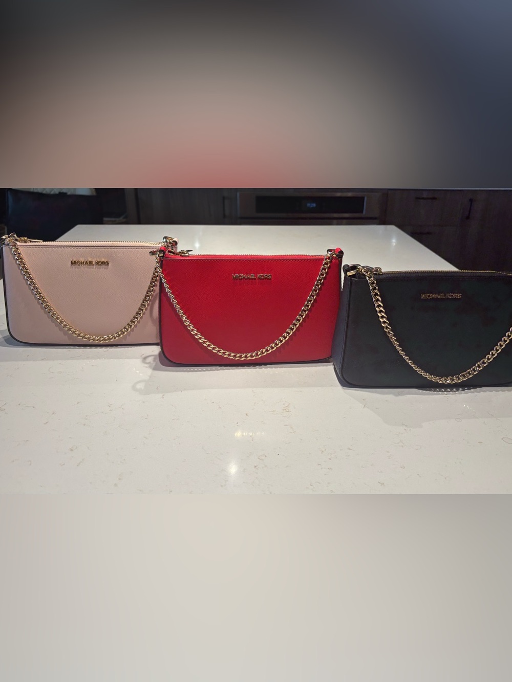 New! MICHAEL KORS 100% Leather, Red w/ Gold Accents, in Pink & Black 30% off all - Picture 4 of 8
